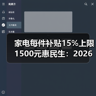 家电每件补贴15%上限1500元惠民生：2026年别傻傻原价买（图2）
